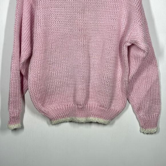 Vtg Far & Near Sweater NWT Size M Teddy Bear Pink Deadstock Cottage Grandma - Picture 8 of 10
